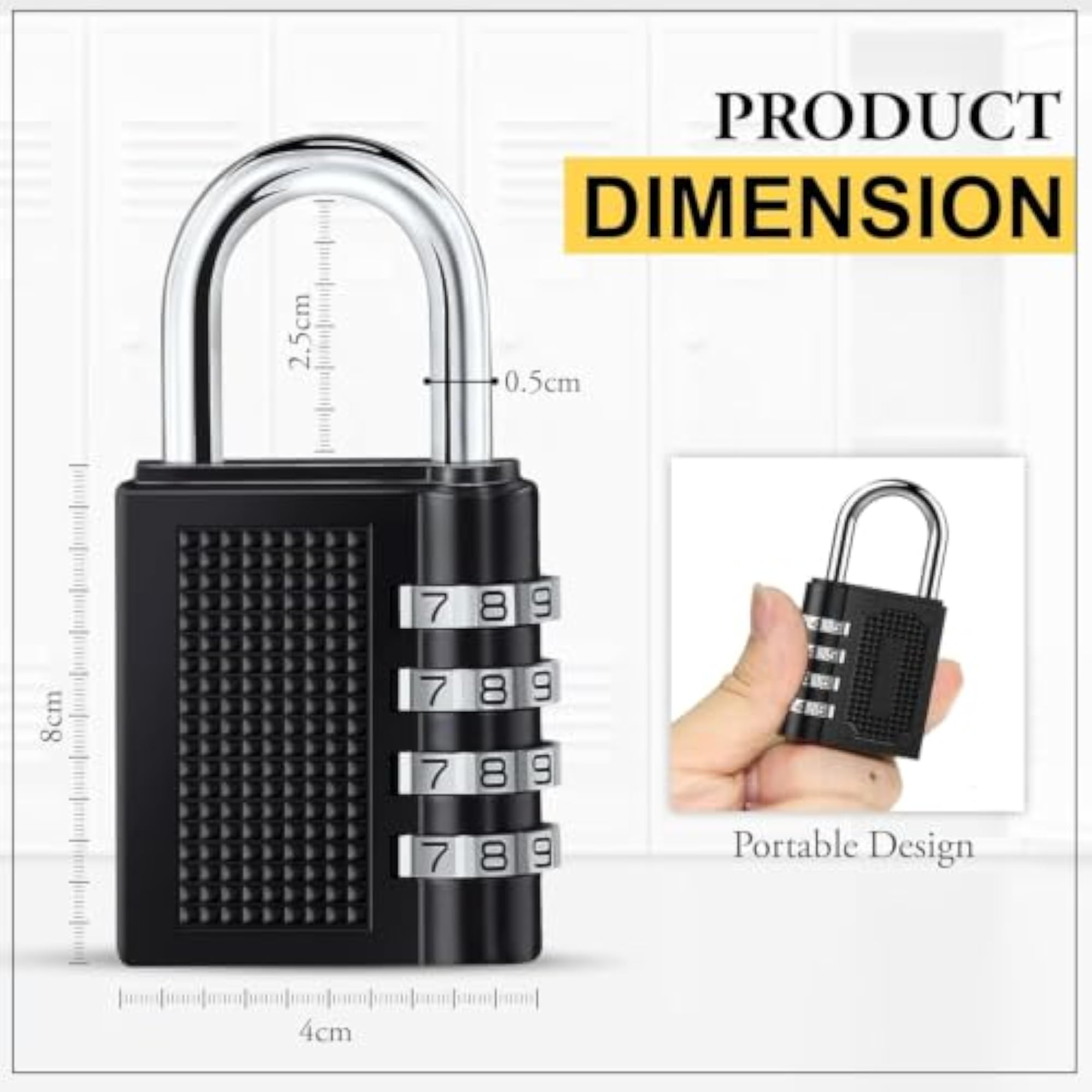 4 Digit Dialer Metal Body Luggage Number Lock